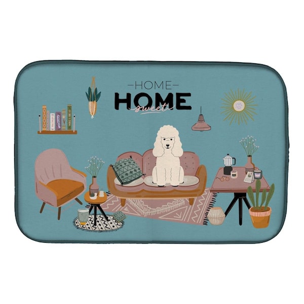 Carolines Treasures Carolines Treasures CK7915DDM 14 x 21 in. White Poodle Sweet Home Dish Drying Mat CK7915DDM - main